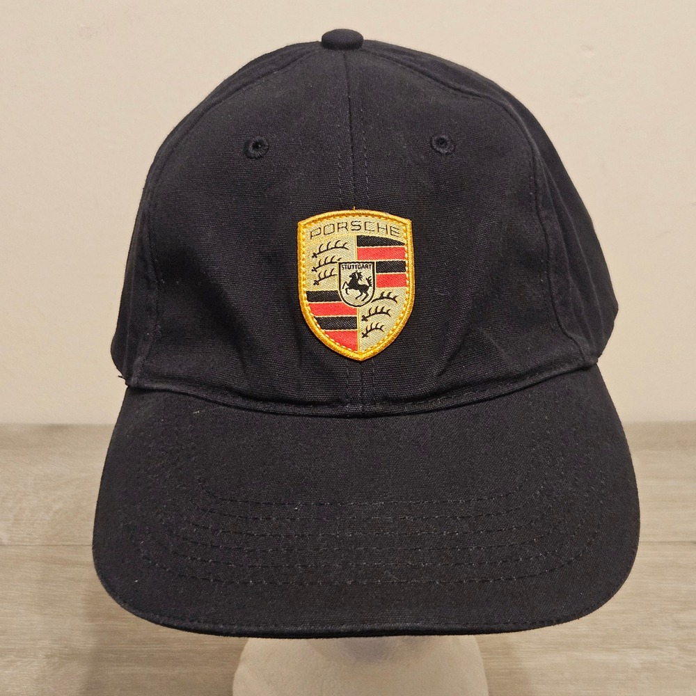 Porsche Crest Baseball Cap Black Cotton Adjustable Strapback Hat Mens